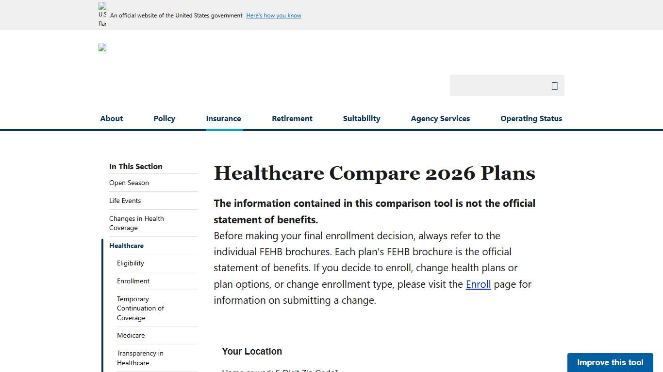 Healthcare : Compare 2026 Plans - OPM.gov